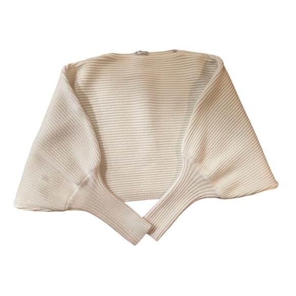 Cream Ribbed Women's Sweater - Picture 1 of 3